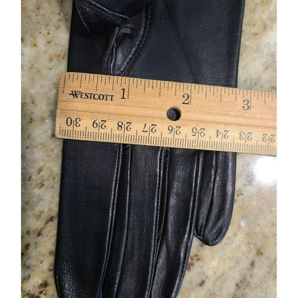 Vintage Black Soft Leather 8.5" Long Lined Gloves. Women's 6.5 Small - Picture 9 of 11